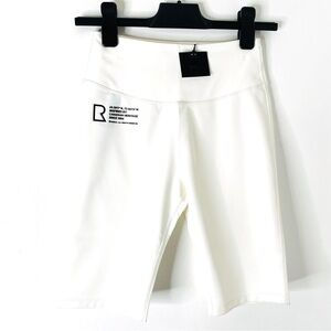 RUDSAK High Waisted Biker Shorts White Logo Graphic Stretch NWT Petite Small